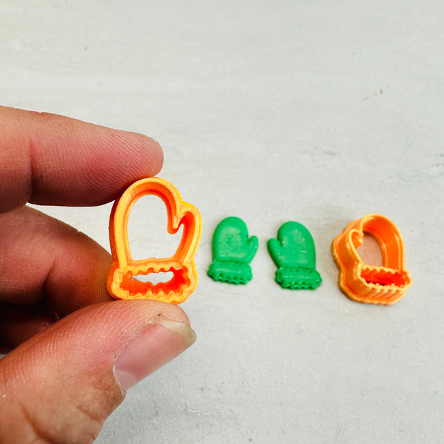 Mittens with Cuffs clay earring stud mini cutters set Christmas Winter - Create Along 