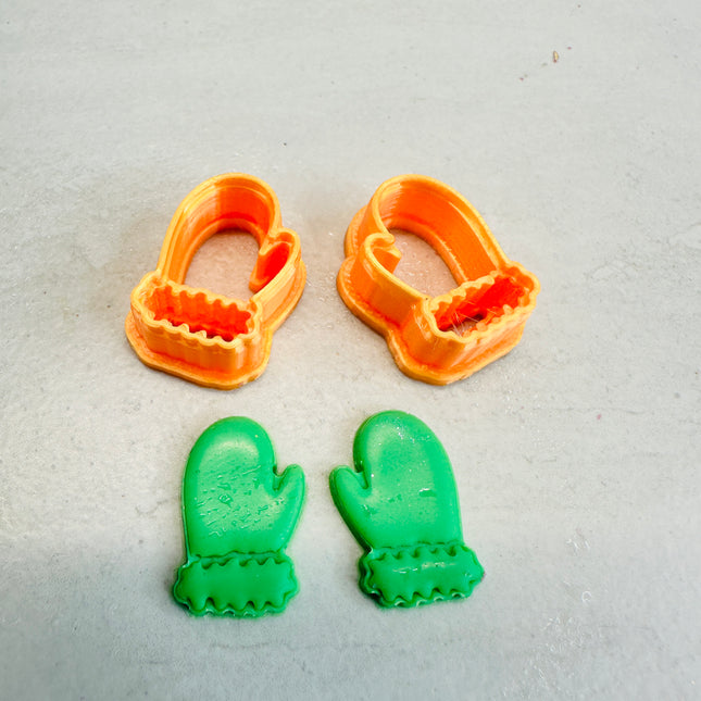 Mittens with Cuffs clay earring stud mini cutters set Christmas Winter - Create Along 