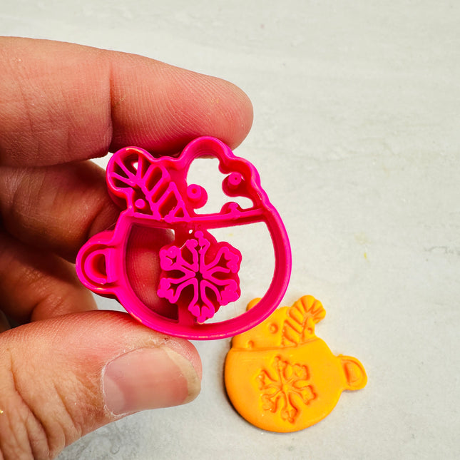 Cup of Cocoa polymer clay cutter earring pendant Christmas - Create Along 