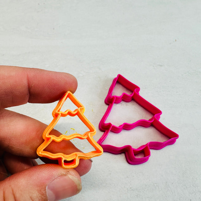 3-tier Pine Tree polymer clay cutter earring Christmas - Create Along 
