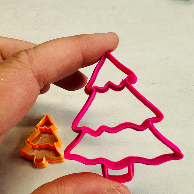 3-tier Pine Tree polymer clay cutter earring Christmas - Create Along 