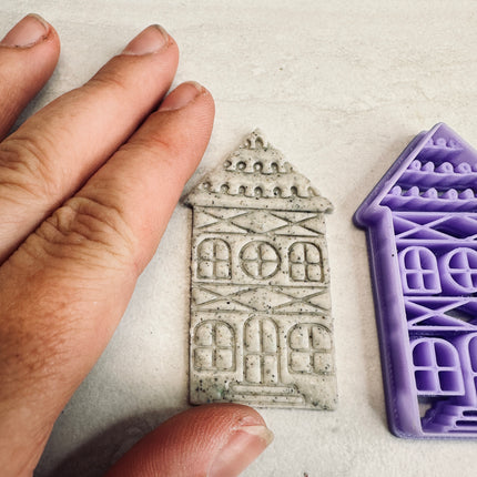 Home Sweet Home house mansion polymer clay cutter Tudor Christmas - Create Along 