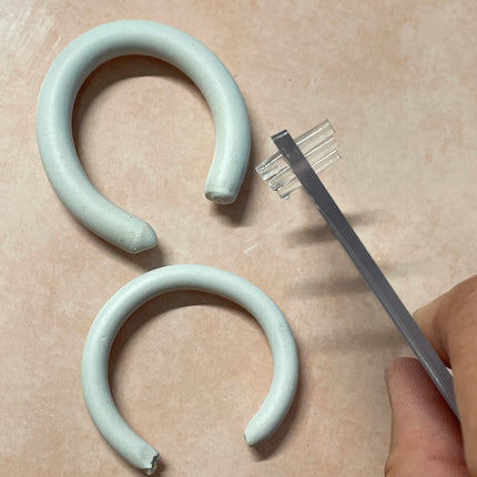 The SnakeMaker Tube Hoop Bead Roller plates with legs roll 6 and 8 mm polymer clay logs for earrings fairy doors and more - Create Along 