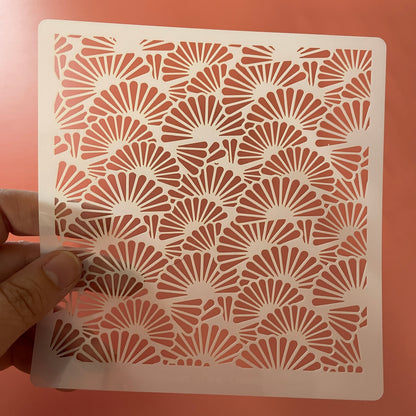 Fluttering Fans Japan decorative Mylar Crafting Stencil pattern - Create Along 