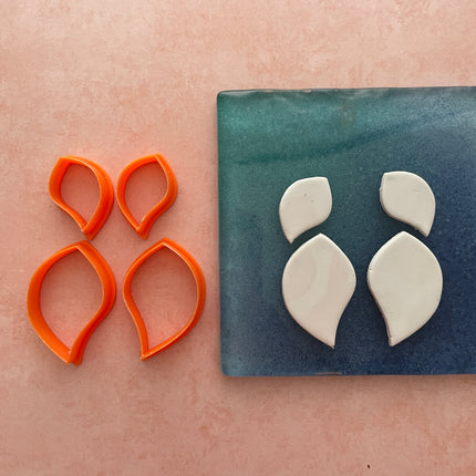Leaf Drop Mirrored Polymer clay cutter set for earrings jewelry art - Create Along 