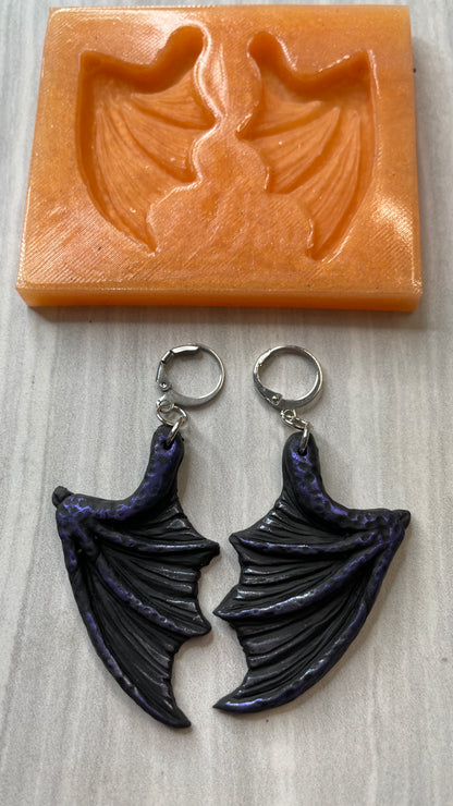 Dragon Bat Devil Wings silicone mold polymer clay UV resin earrings crafting - Create Along 