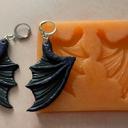 Dragon Bat Devil Wings silicone mold polymer clay UV resin earrings crafting - Create Along 