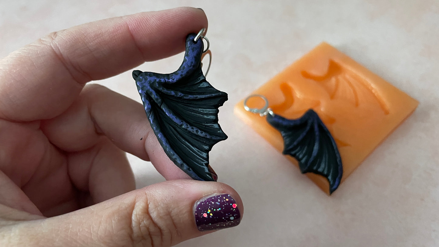Dragon Bat Devil Wings silicone mold polymer clay UV resin earrings crafting
