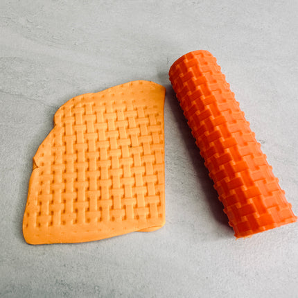 Basketweave polymer clay texture roller stamp rolling pin - Create Along 