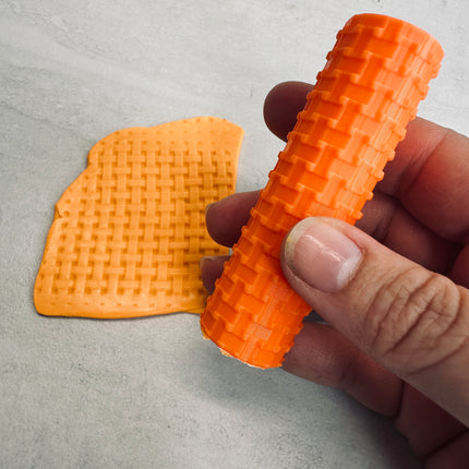Basketweave polymer clay texture roller stamp rolling pin - Create Along 