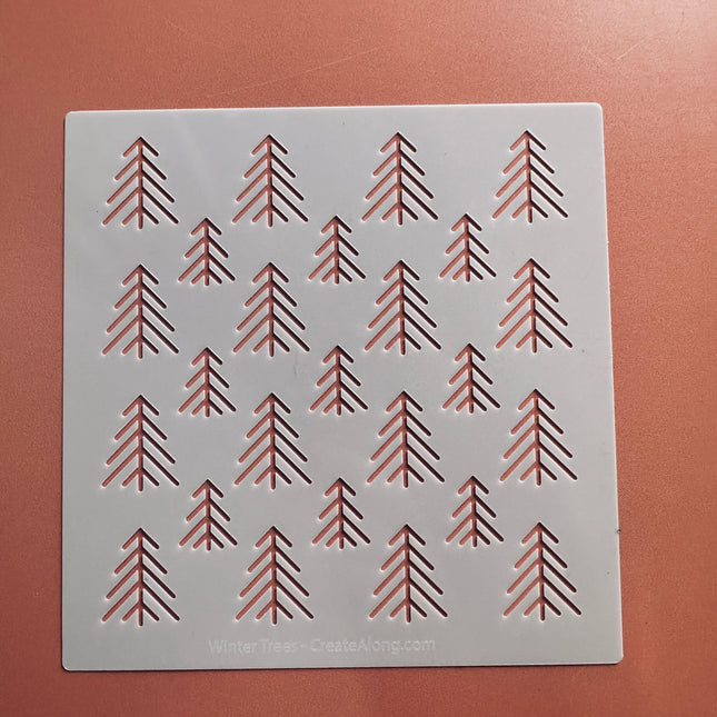Winter Trees Minimalistic polymer clay crafting mylar stencil - Create Along 