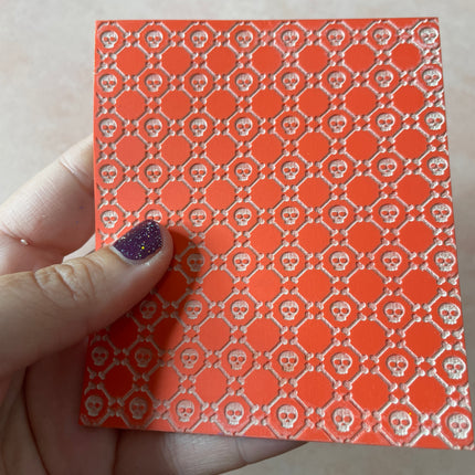 Skulls and Crossbones Halloween Texture Mat rubber Stamp for polymer clay paper Gelli plate and resin - Create Along 