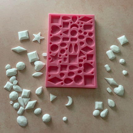 Bling Gems polymer clay resin mold multiple faceted crystal shapes - Create Along 
