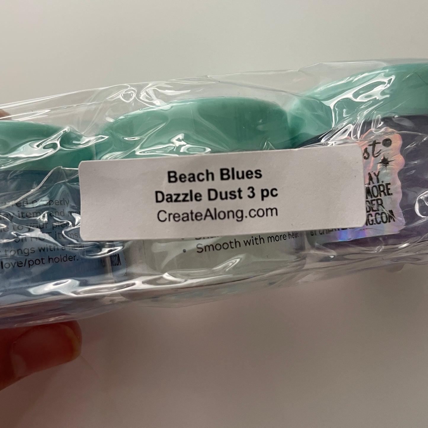 Dazzle Dust Heat Set Beach Blues colors powder coat sealer for clay and metal charms