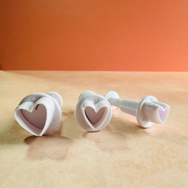 3 Mini Heart Plunger polymer clay cutters set Valentine - Create Along 