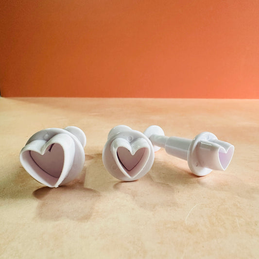 3 Mini Heart Plunger polymer clay cutter set