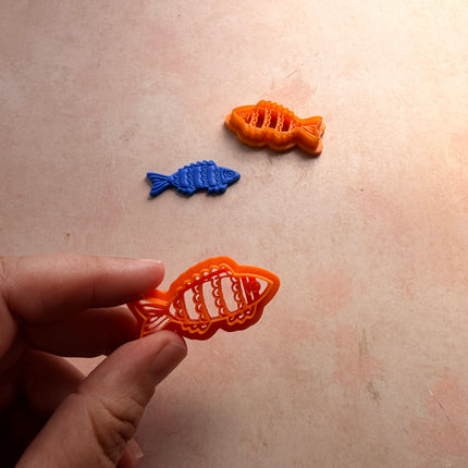 Scalloped Fish Mirrored Stamp and Cutter Set | 1.5 Inch
