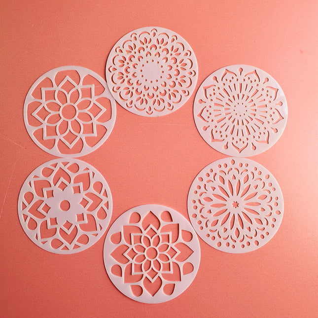 Joy Floral polymer clay coin 2.5" mylar stencil texture sheet flowers - Create Along 