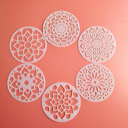 Joy Floral polymer clay coin 2.5" mylar stencil texture sheet flowers - Create Along 