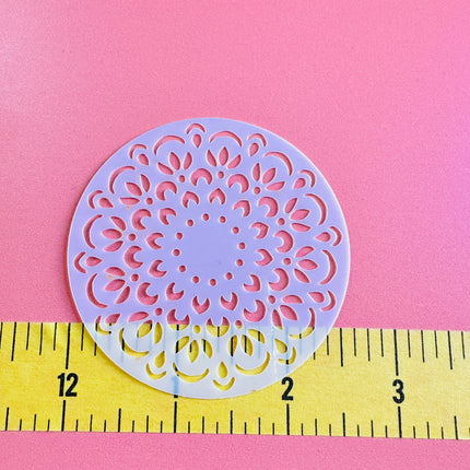 Joy Floral polymer clay coin 2.5" mylar stencil texture sheet flowers - Create Along 