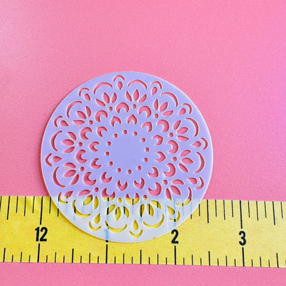 Joy Floral polymer clay coin 2.5" mylar stencil texture sheet flowers - Create Along 