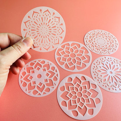 Joy Floral polymer clay coin 2.5" mylar stencil texture sheet flowers - Create Along 