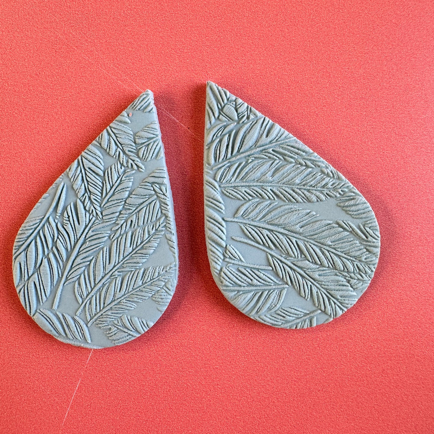 Feathers polymer clay deco rubber stamp texture sheet