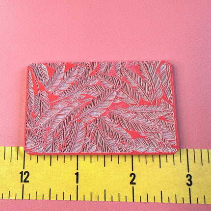 Feathers polymer clay deco rubber stamp texture sheet - Create Along 