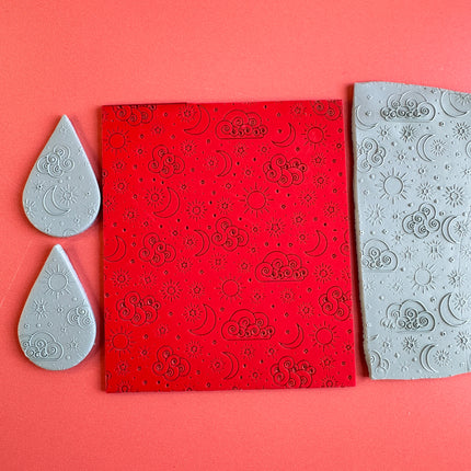 Bright Skies polymer clay rubber stamp texture sheet card making - Create Along 