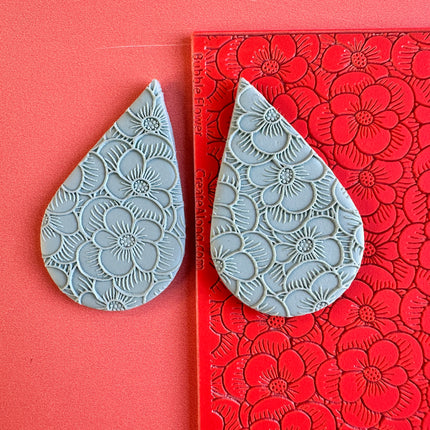 Bubble Flower polymer clay rubber stamp texture sheet card making - Create Along 