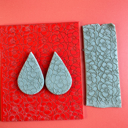 Bubble Flower polymer clay rubber stamp texture sheet card making - Create Along 
