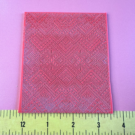 Funky Mountain Chevron polymer clay rubber stamp texture sheet card making - Create Along 