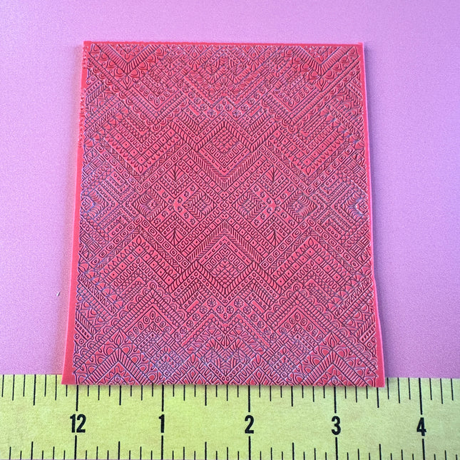 Funky Mountain Chevron polymer clay rubber stamp texture sheet card making - Create Along 