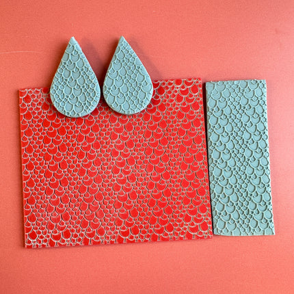 Rainbow Trout Fish Scales Snakeskin polymer clay rubber stamp texture sheet card making - Create Along 