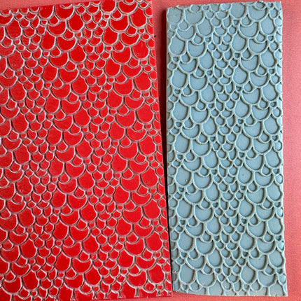 Rainbow Trout Fish Scales Snakeskin polymer clay rubber stamp texture sheet card making - Create Along 