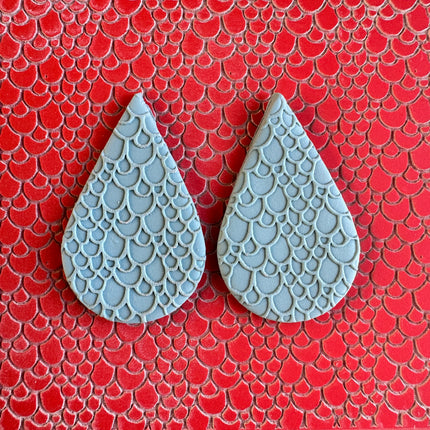 Rainbow Trout Fish Scales Snakeskin polymer clay rubber stamp texture sheet card making - Create Along 