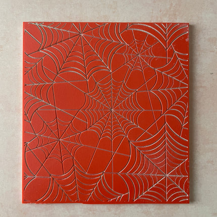 Spider Web Polymer Clay Rubber Stamp Texture Sheet Mat Halloween - Create Along 