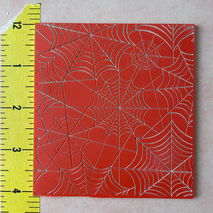 Spider Web Polymer Clay Rubber Stamp Texture Sheet Mat Halloween - Create Along 