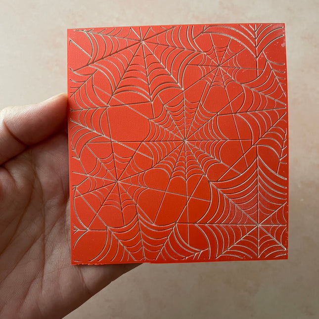 Spider Web Polymer Clay Rubber Stamp Texture Sheet Mat Halloween - Create Along 