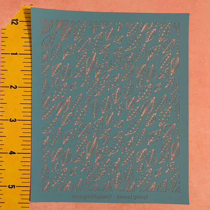 Spring Leaves polymer clay silk screen stencil - Create Along 