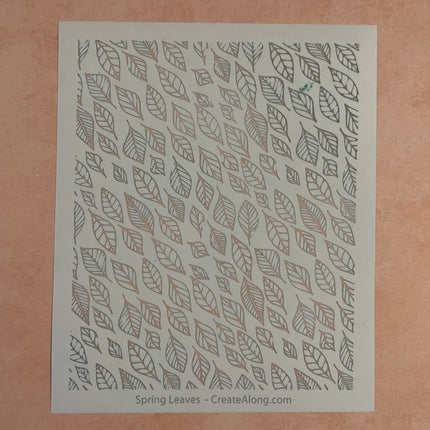 Spring Leaves polymer clay silk screen stencil - Create Along 