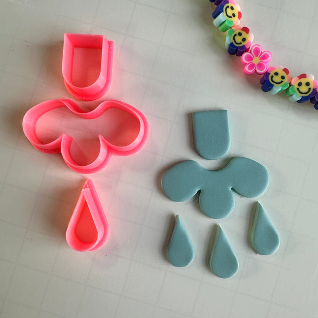 3 Petal Drop arch teardrop polymer clay cutter set Easter Spring Flower - Create Along 