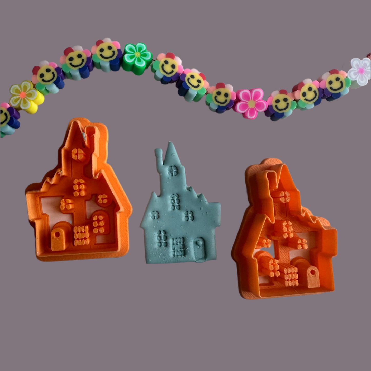 Haunted House Halloween Gothic small mirrored clay earring cutter set