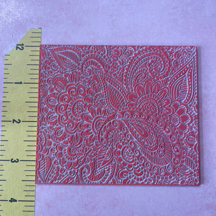 Paisley Garden Texture Mat rubber Stamp for polymer clay paper Gelli plate and resin ZIA zentangle inspired - Create Along 