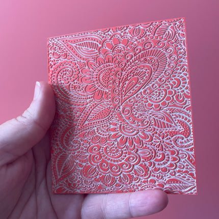 Paisley Garden Texture Mat rubber Stamp for polymer clay paper Gelli plate and resin ZIA zentangle inspired - Create Along 