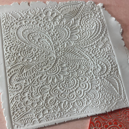 Paisley Garden Texture Mat rubber Stamp for polymer clay paper Gelli plate and resin ZIA zentangle inspired - Create Along 
