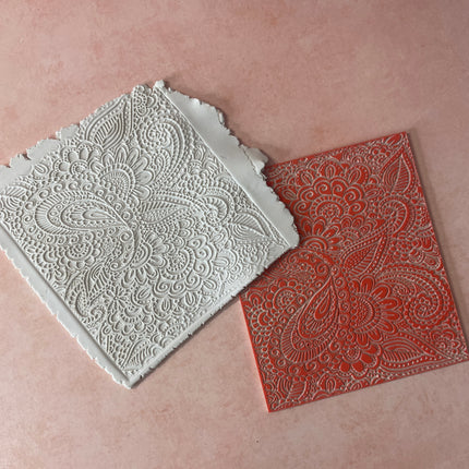 Paisley Garden Texture Mat rubber Stamp for polymer clay paper Gelli plate and resin ZIA zentangle inspired - Create Along 