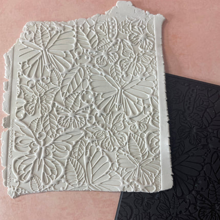 Rubber Stamp Wild Butterflies butterfly pattern polymer clay texture stamp - Create Along 