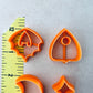 Spooky Clay Earrings Cutter set Halloween Planchette bat and moon with star stud