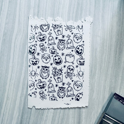 RIP Halloween polymer Clay Silkscreen tombstones owls pumpkins